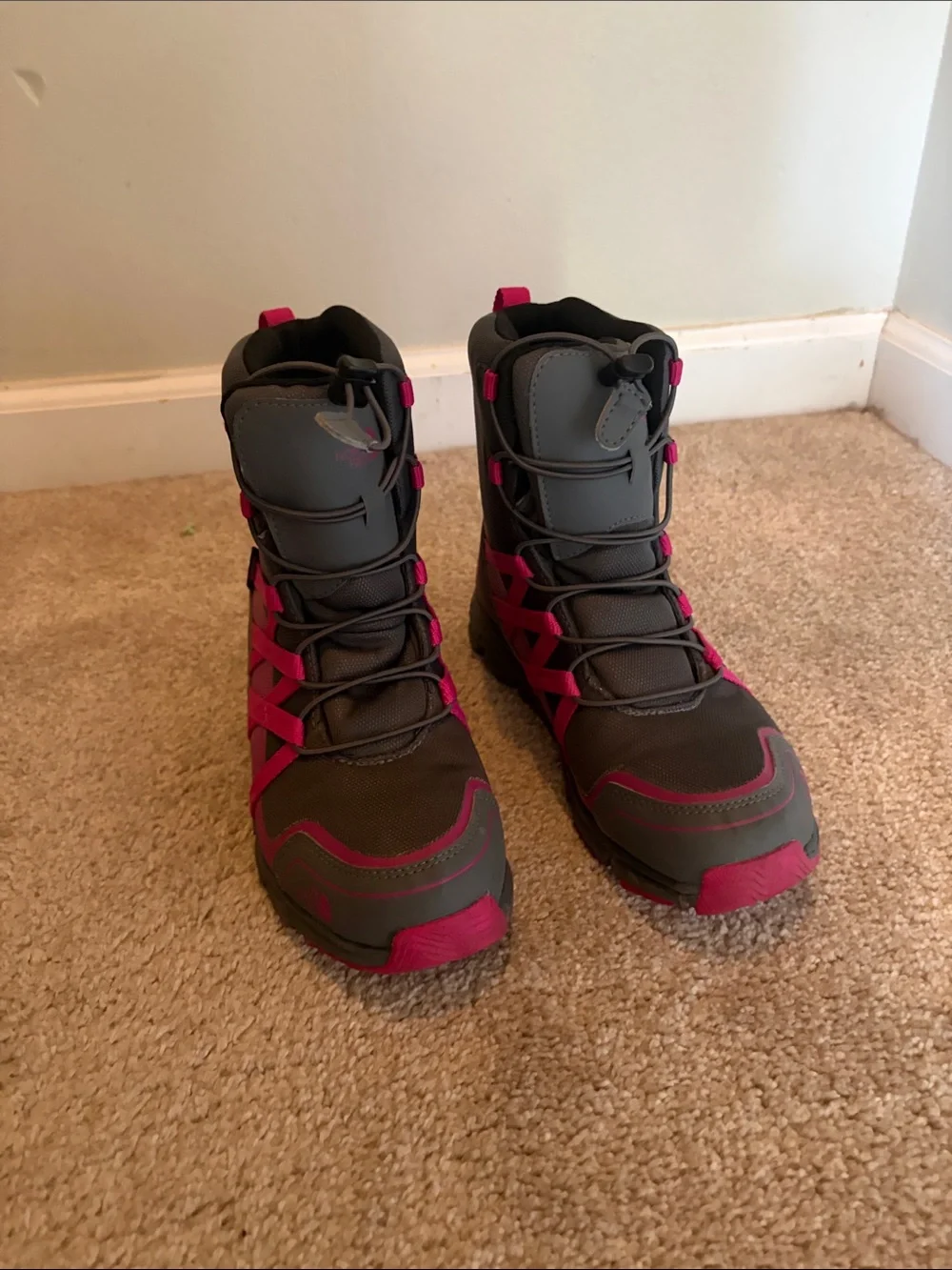 The North Face Kids Gray and Pink Trail Waterproof Boots